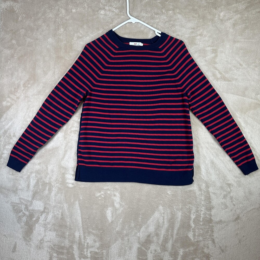Vineyard Vines Sweater Womens Small Blue Red Stripe Knit Crew Pullover Preppy